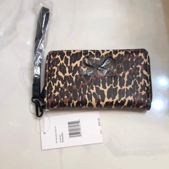 Betsey Johnson XOKARA Leopard Print Faux Leather ZA Wallet Black Bow Accent NWT - Picture 14 of 16